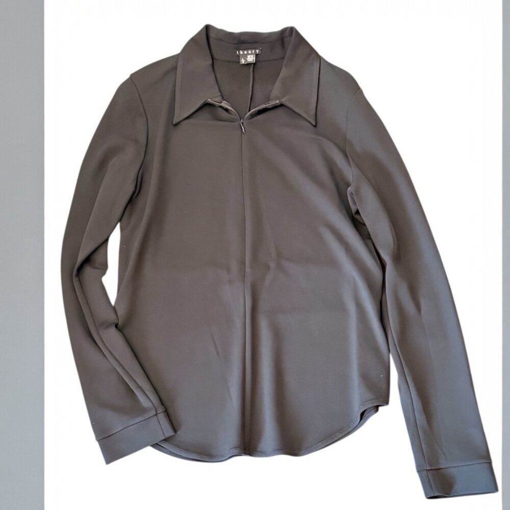 Theory Black Quarter Zip Sweater Size Large